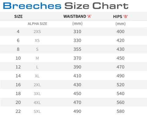 Riding Breeches Size Chart: A Visual Reference of Charts | Chart Master