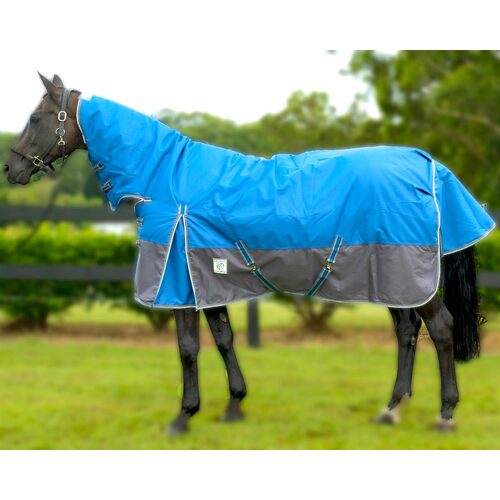 Delzani 'Denver' 1200D 300Gr Winter Turnout Neck Combo Rug - Blue / Gunmetal