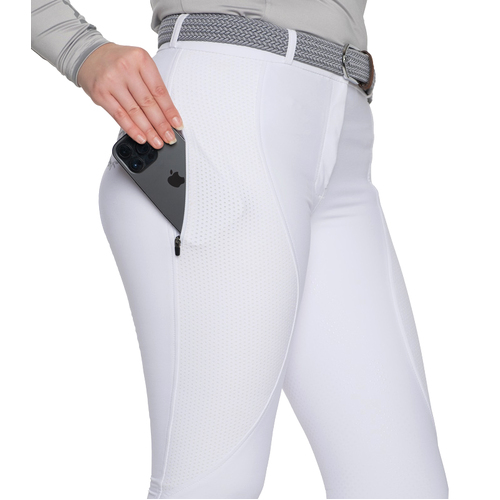 Kate · Competition White SportzMax Breeches | Phone Pockets